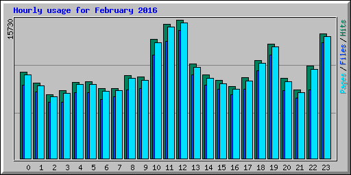 Hourly usage for February 2016