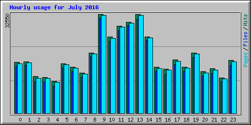 Hourly usage for July 2016